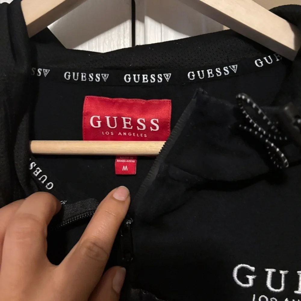 GUESS Men's Charcoal and Black Hoodie Jacket